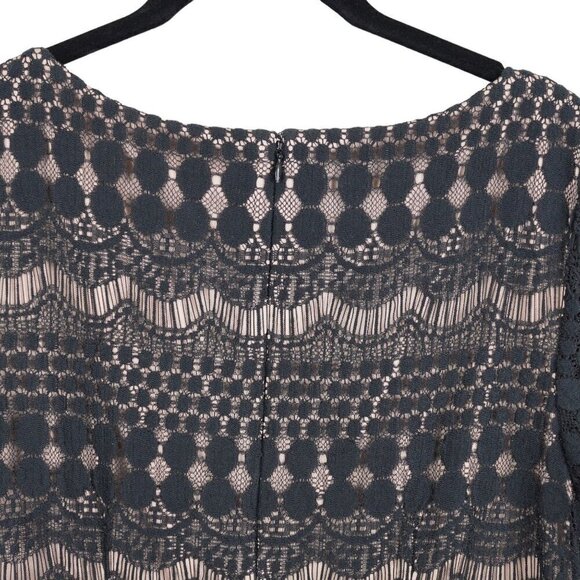 Eliza J Black Lace Dress Cocktail Party‎ Midi Elegant Size 12 - Picture 7 of 9